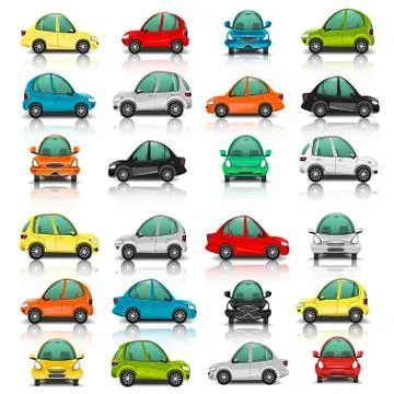 Set of car side and front view Stock Illustration