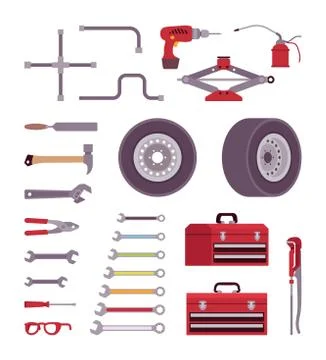 Set of car toolls Stock Illustration