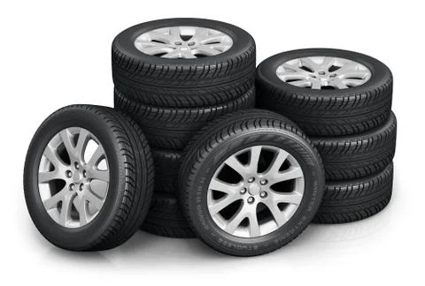 Set of car wheels Stock Illustration