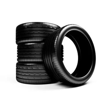 Set of car wheels isolated over white Stock Illustration