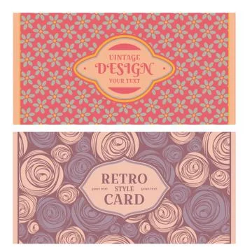 Set of card in retro style Stock Illustration