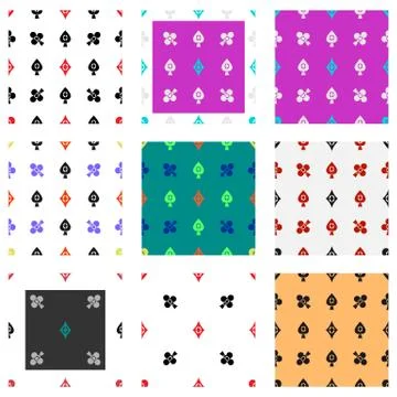 Set of card suits seamless pattern イラスト素材