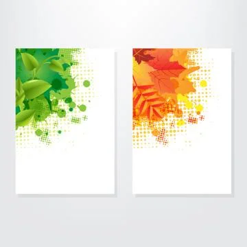Set card wit leaf Stock Illustration