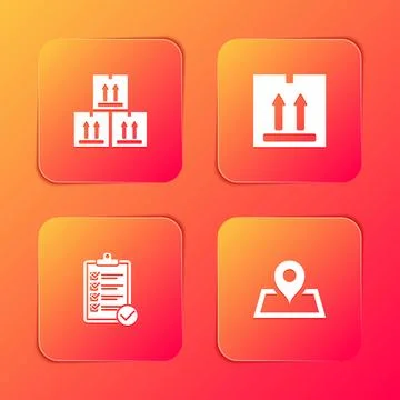 Set Cardboard box with traffic, , Verification of delivery list and Placehold Illustrazione stock