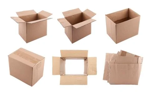 Set of cardboard boxes with clipping path Stock Photos