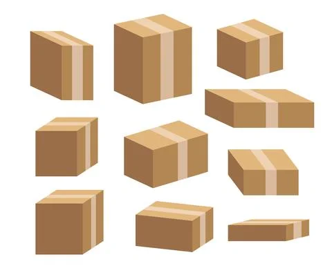A set of cardboard boxes. Isolated on white background Stock Illustration
