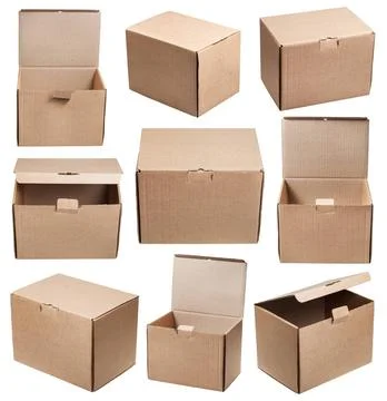 Set from cardboard boxes isolated on white set from cardboard boxes isolat... 스톡 사진