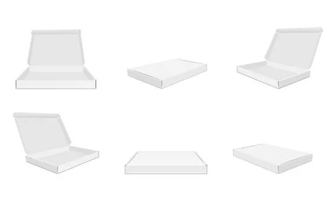 Set of Cardboard Boxes with Opened and Closed Lid Stock Illustration