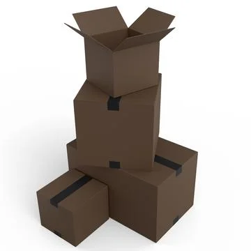 Set of cardboard boxes or carton gift box isolated on white background. 3d re 스톡 일러스트