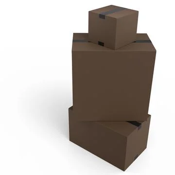 Set of cardboard boxes or carton gift box isolated on white background. 3d re 스톡 일러스트