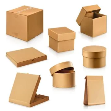 Set cardboard boxes, vector Stock Illustration