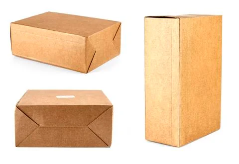 Set of a cardboard boxes on white background Stock Photos