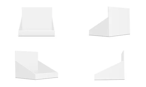 Set of Cardboard Counter Display Boxes Mockups with Various Views Stock Illustration
