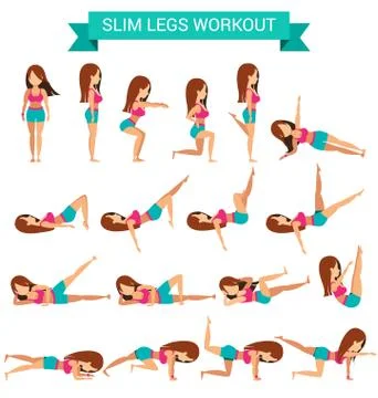 Set of cardio exercise for slim legs workout Stock Illustration