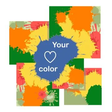 Set of cards with color blots. Stock Illustration