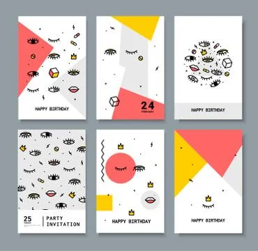 Set of cards for the holiday. Stock Illustration