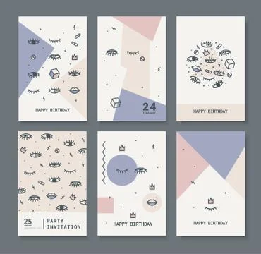 Set of cards for the holiday. Stock Illustration