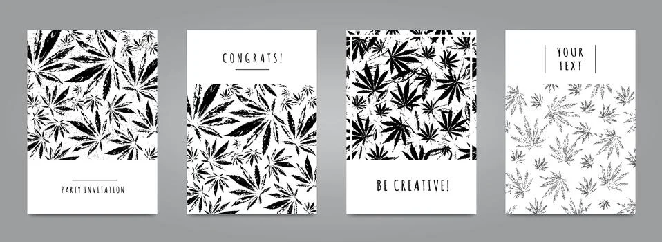 Set of cards with pattern of marijuana leaves Stock-Illustration