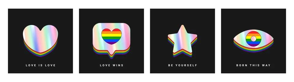 Set of cards for Pride Month Stock Illustration