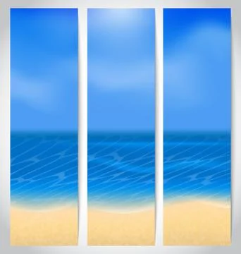 Set cards with summer holiday background Illustrazione stock