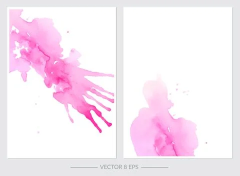 Set of cards with vector watercolor blots Illustrazione stock
