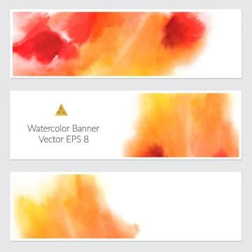 Set of cards with vector watercolor blots Stock Illustration