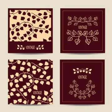 Set of cards with vintage design. Vector backgrounds Stock Illustration