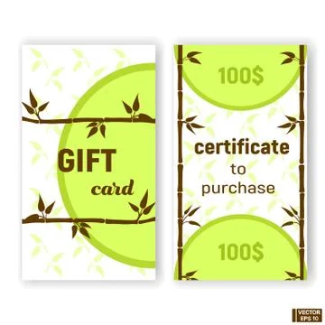 Set cards,certificates with bamboo. Иллюстрация