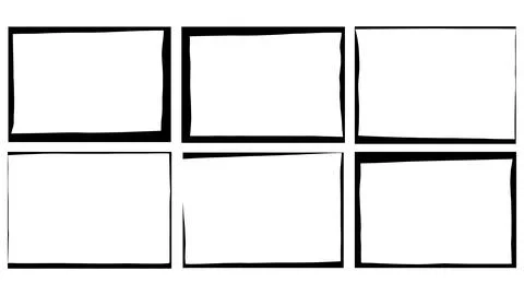 Set of careless grunge frames for decoration and design, black uneven frame Illustrazione stock