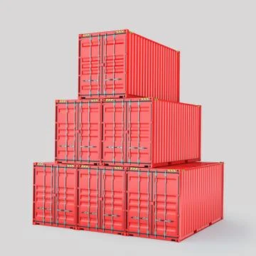 Set of cargo 3d container delivery Stock Illustration