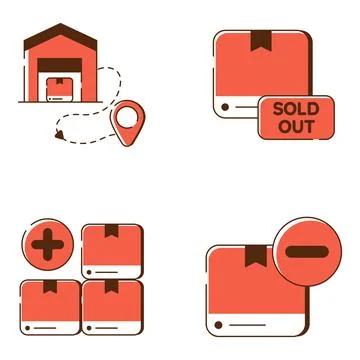 Set of Cargo and Shipment Flat Icons Stock Illustration