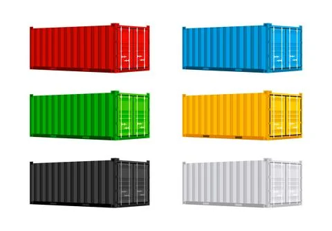 Set cargo containers. Freight Shipping, delivery and transportation. Vector Ilustração Stock