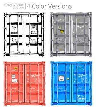 Set of Cargo containers. Stock Illustration