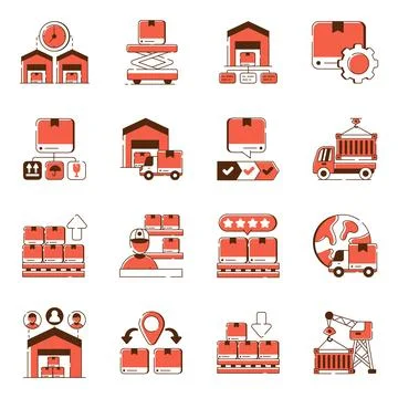 Set of Cargo Flat Icons Stock Illustration