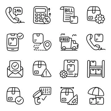 Set of Cargo Linear Icons Stock Illustration