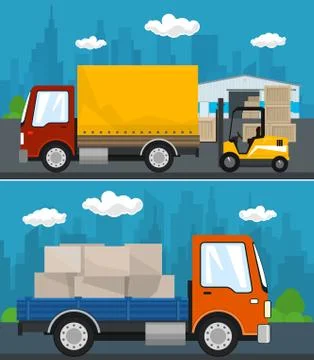 Set of Cargo Services and Storage Stock Illustration