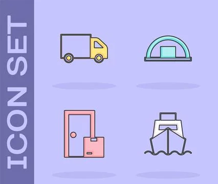 Set Cargo ship with boxes delivery, Delivery cargo truck, Home services and.. 스톡 일러스트