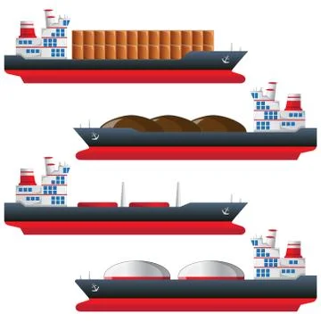 A set of cargo ships. Stock Illustration