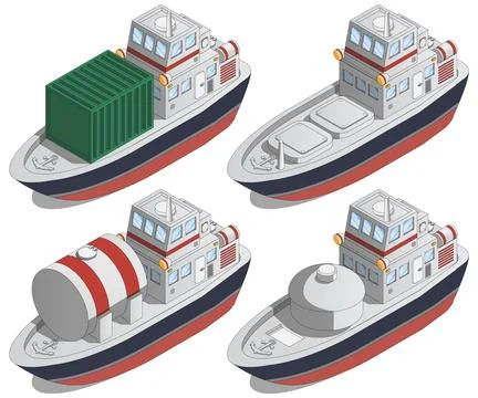Set of cargo ships. Stock Illustration