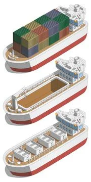 Set of cargo ships. イラスト素材