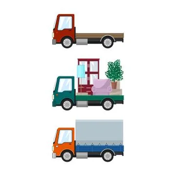 Set of Cargo Trucks on a White Background 스톡 일러스트
