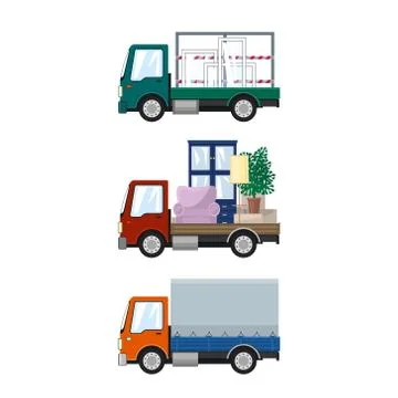 Set of Cargo Trucks on a White Background 스톡 일러스트
