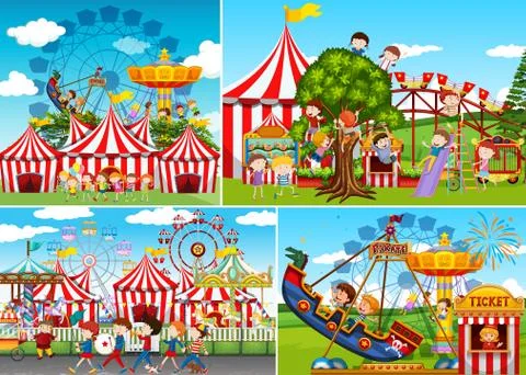 A set of carnival fun fair 스톡 일러스트