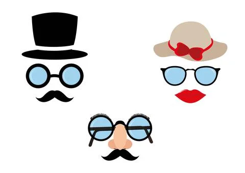 Set of Carnival Objects. Event Masks Stock Illustration