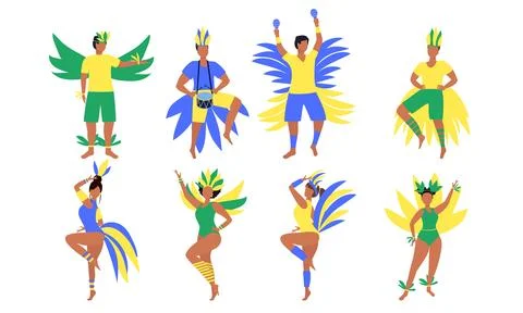 Set of carnival people Stock Illustration