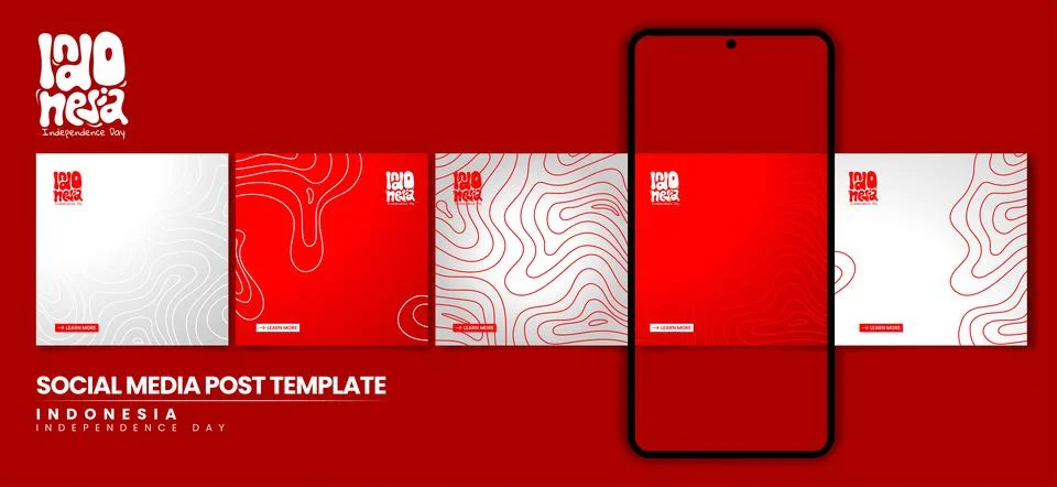 Set carousel post design with waving lines background for national day campai Stock Illustration