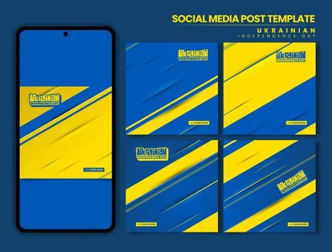 Set of carousel for social media post template. ukrainian independence day .. Stock Illustration