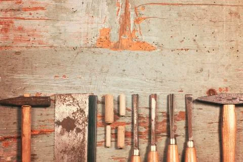 Set of carpenter tools Stock Photos
