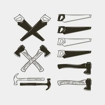 Set of carpentry tools. wood work equipment. vector illustration Stock Illustration