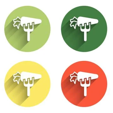 Set Carrot icon isolated with long shadow background. Color circle button. .. 库存插图